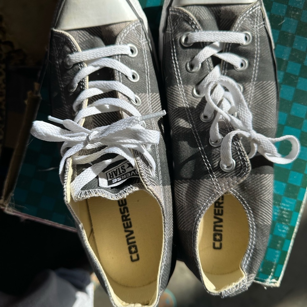 Converse Gray Plaid Sneakers